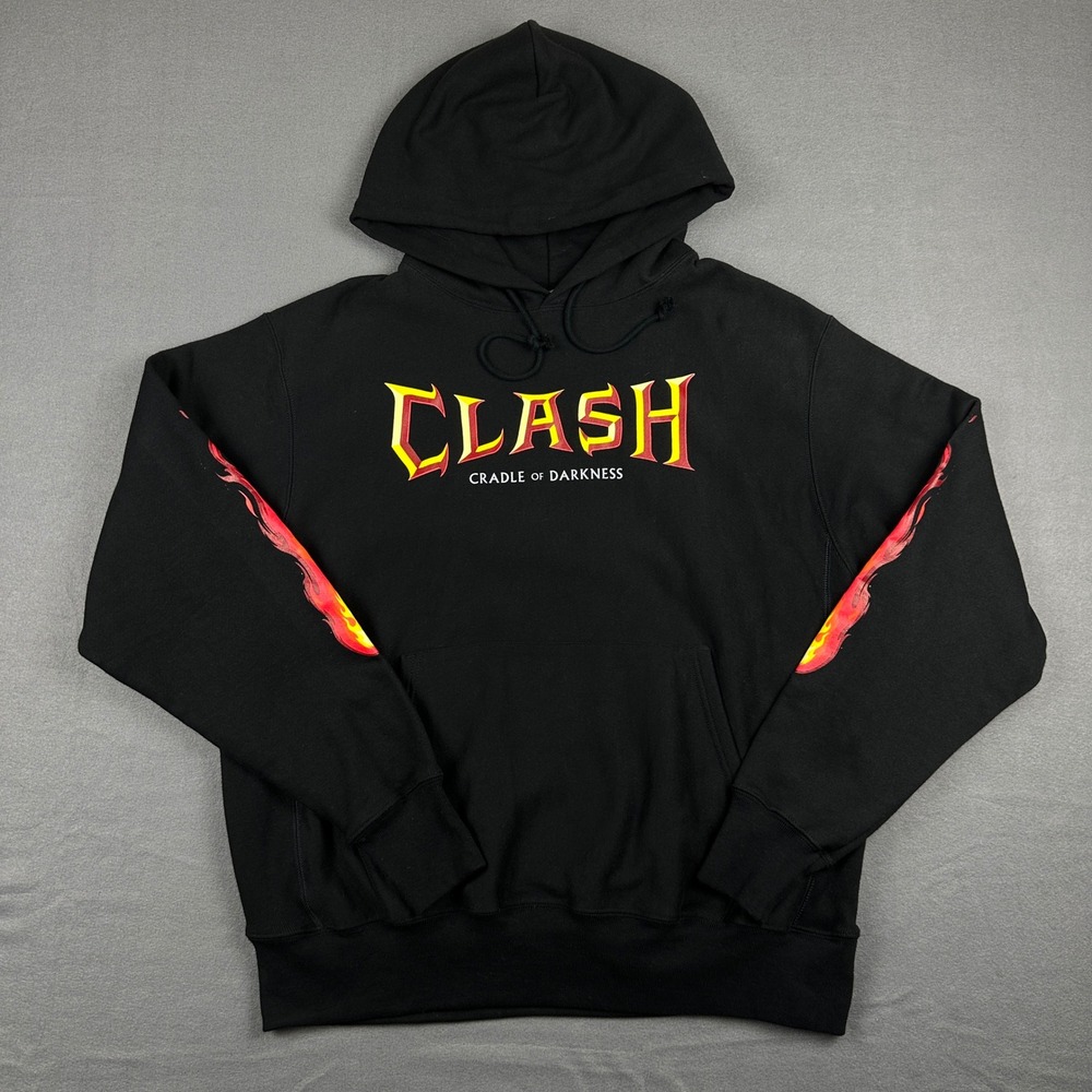 Champion Reverse Weave Clash Cradle of Darkness Flame Hoodie Black Mens L RARE